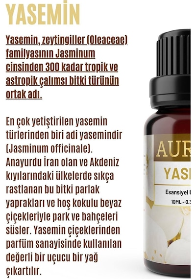 AURAN Yasemin Esansiyel Uçucu Koku Yağı Buhurdanlık Yağı Oda Koku