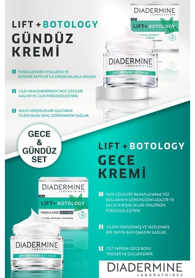 Diadermine Lift + Botology   Gündüz Kremi 50 ML + Diadermine Lift + Botology Gece Kremi 50 ML