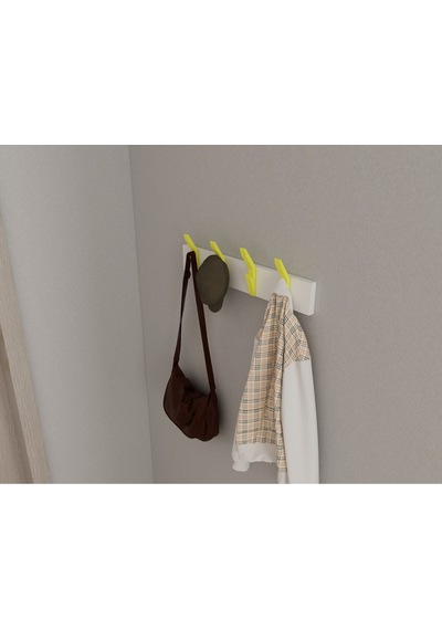 Hepsi3boyutlu Modern Duvar & Kapı Kanca Askılık - 4 Adet Sarı Kanca Askılık - Model No : 3 Sarı