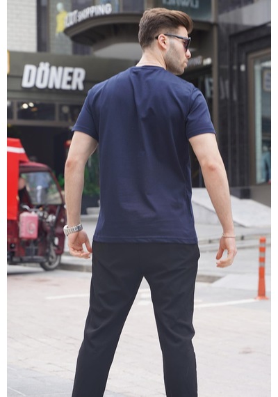 Madmext Lacivert Regular Fit Basic Erkek Tişört 6131 Lacivert
