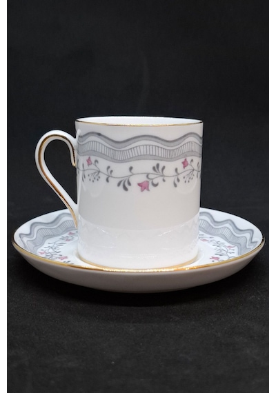 Tuscan Fine English Bone China Vintage Kahve Fincanı 2 Parça 80 Ml Gri-beyaz