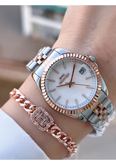 Slazenger Çelik Kordon 2 Yıl Garantili 5 Atm Bileklik Hediyeli Kadın Kol Saati Bsl.09.2472.3.02 Gri - Rose Gold