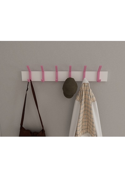 Hepsi3boyutlu Modern Duvar & Kapı Kanca Askılık - 6 Adet Pembe Kanca Askılık - Model No : 1 Pembe