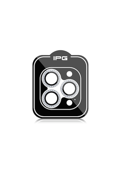 Apple Uyumlu iPhone 14 Pro / Pro Max Ipg Kamera Lens Koruyucu Taşlı - Gümüş