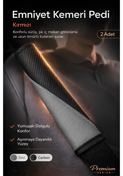Emniyet Kemeri Kılıfı 2 Adet Deri Carbon Yumuşak Dolgulu Boyun Konfor Emniyet Kemer Pedi - Kmrx4
