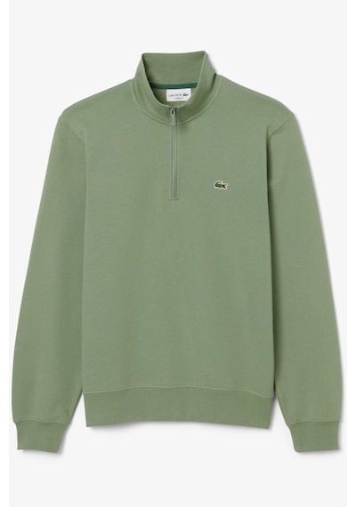Lacoste Zip-up Fleece Sweatshirt Green Fermuarlı Dik Yaka Pamuklu Erkek Sweatshirt Yeşil