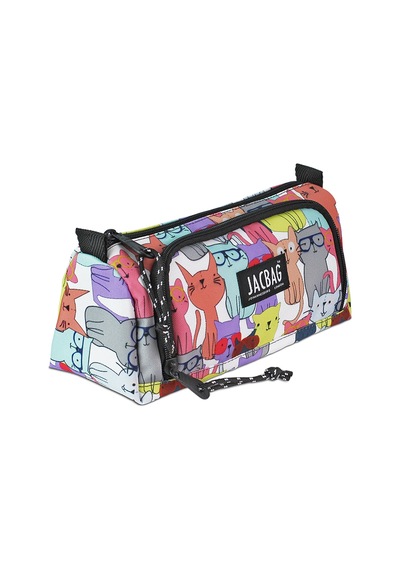 Jacbag Prime Xl-lastik Ayraçlı İki Bölmeli Kalem Kutusu Prime Xl-sarı Kedi renkli