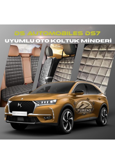Ds Automobiles Ds7 Antrasit Renk Tay Tüyü Cepli & Terletmez Sırtlı Oto Koltuk Minder Seti - Koltuk Koruma Kılıfı Ön & Arka Tam Set