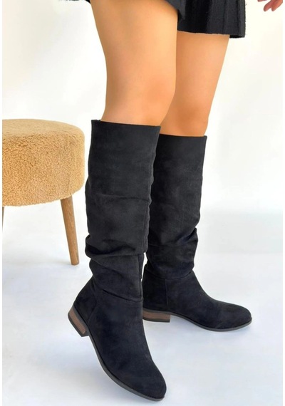 Naturalshoess Winda Siyah Süet Körüklü Çizme