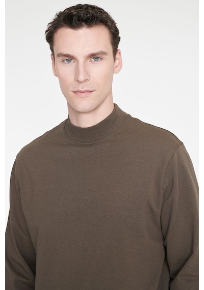 Ac&Co / Altınyıldız Classics Erkek Hakı Pamuklu Standart Fit Normal Kesim Yarım Balıkçı Yaka Sweatshirt Haki