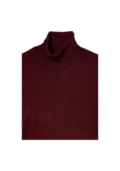 Tudors Slim Fit Tam Boğazlı Yaka Düz Yün Bordo Erkek Triko Kazak-39416 Bordo