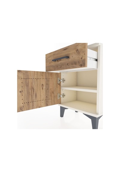 Arges Komodin Tek Raflı Tek Kapaklı 44x30x64 Aytaşı-çam Aytaşı