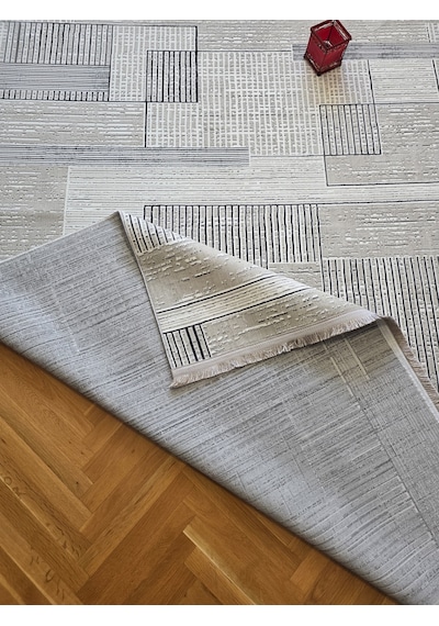 Elvey Home Bambu Gri Doğal Gerçek Bambu Kadife İnce Sık Dokuma Özel Kesim Salon Koridor Oturma Odası Halısı Gri