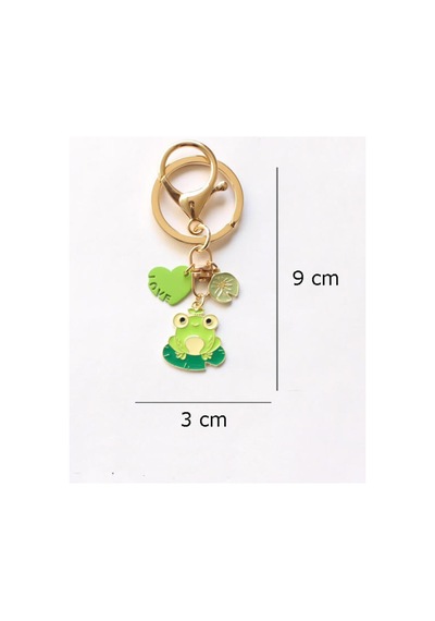 Sevimli Kurbağa Metal Charm Anahtarlık Çok Renkli Çok Renkli
