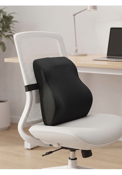 Dear Visco Ergonomik Bel Yastığı Ortopedik Sırt Destek Minderi % 100 Visco Ofis Araba Koltuk Yastığı Dvbe-06se Siyah