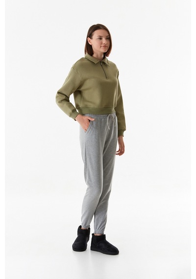 Fullamoda Basic Beli Lastikli Jogger Eşofman Altı 24mgb7767210131-gri Gri