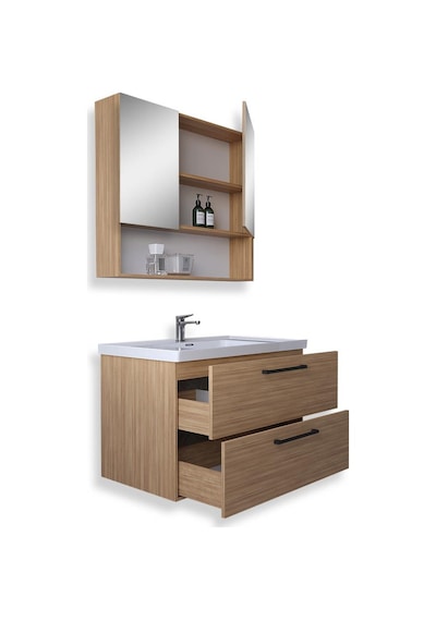 Teta Home Batum 80 Cm Mdf Banyo Dolabı Seti Teak Teak