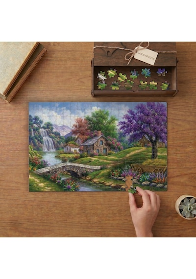 Küçük Köy - Şelale - Manzara Tasarımı 240 Parça Ahşap Puzzle Ahşap Kutuda Mpy20344