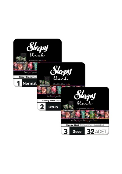 Sleepy Black Premium Plus Hijyenik Ped Mega Fırsat Paketi 116 Adet