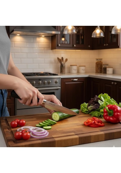 Lazoğlu Kasap Bıçağı 29 Cm / 4 Cm Genişlikte Paslanmaz Çelik Şef Bıçağı / Ergonomik Ahşap Saplı Doğrama B Diğer