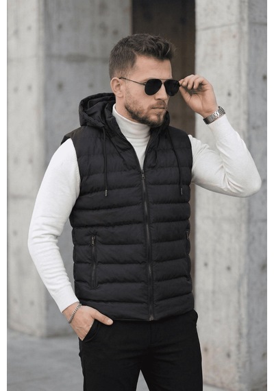 Yelly Slim Fit Fermuarlı Cep Detaylı Erkek Şişme Yelek - Çıkarılabilir Kapüşonlu & Astarlı Siyah Yelly Slim Fit Fermuarlı Cep Detaylı Erkek Şişme Yelek - Çıkarılabilir Kapüşonlu & Astarlı Siyah