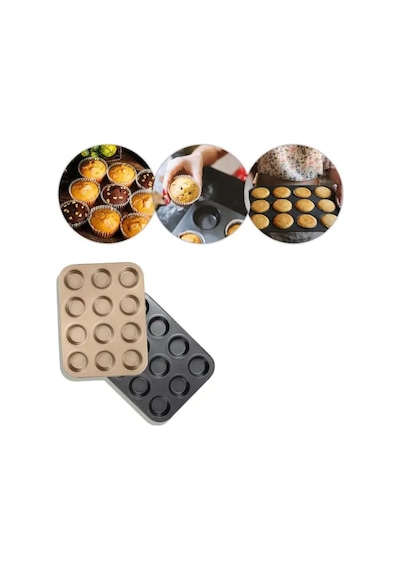 12 Bölmeli Premium Metal Muffin Ve Cupcake Tepsisi - Yapışmaz, Eşit Pişirme Özellikli Kalıp Diğer
