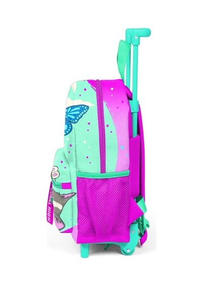 Coral High Kıds Açık Yeşil Pembe Kedi Kelebek Desenli Çekcek Anaokul Çantası 24008