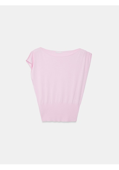 Dilvin 10870 Lyocell Karışımlı Dökümlü Bluz-toz Pembe