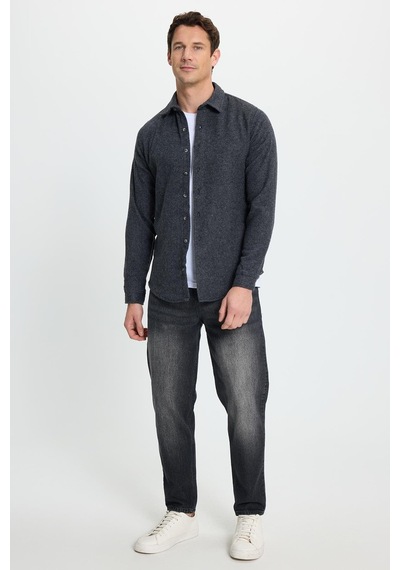 Tudors Erkek Slim Fit Dar Kesim Uzun Kollu Düz Kışlık Oduncu Koyu Gri Gömlek-41636 Koyu Gri Tudors Erkek Slim Fit Dar Kesim Uzun Kollu Düz Kışlık Oduncu Koyu Gri Gömlek-41636 Koyu Gri