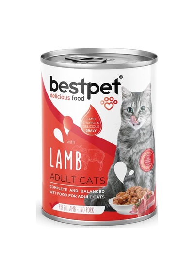 Yetişkin Kediler İçin, Taze Kuzu Parça Etli Ve Soslu Yaş Mama, 400 G X 12 Adet