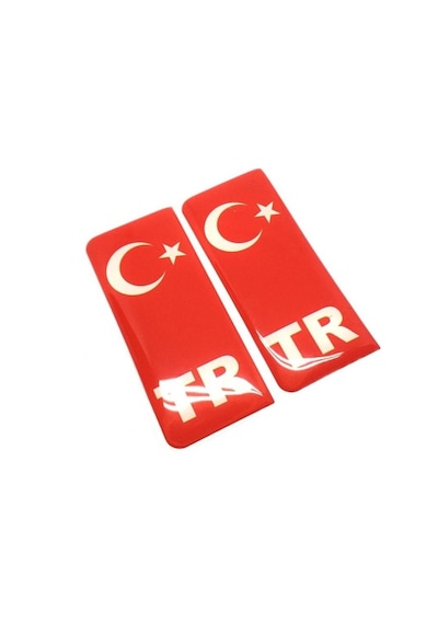 Tr Plaka Arması Damla Ay Yıldız Etiket Sticker 2Li Kırmızı
