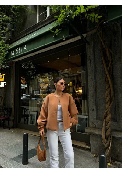 Nnstartshopping Kaşe Kaşmir Fermuarlı Ceket - Kahve Kahve