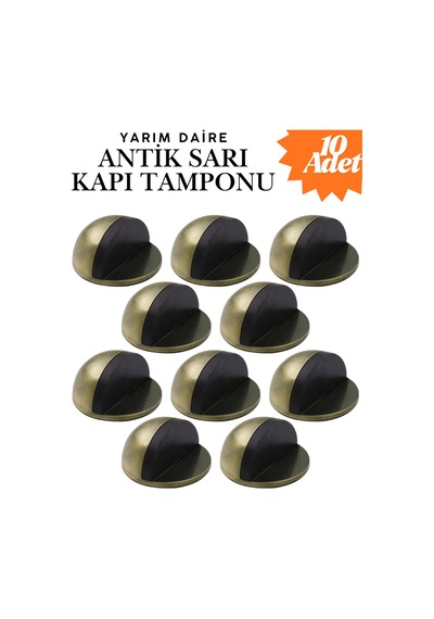 10 Adet Antik Sarı Yarım Daire Yapışkanlı Kapı Tamponu Kapı Stoperi Metal Kapı Stopu Durdurucu