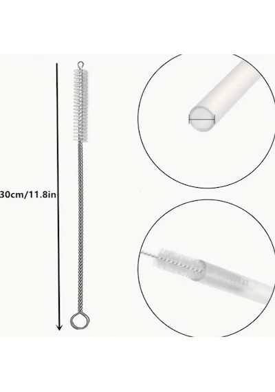 1 Adet Stanl. 40/30 Oz Tumb. Termos Pipetleri Için Temizleme Fırçası, 25 cm Boy / 10,5 mm Çap Metalik
