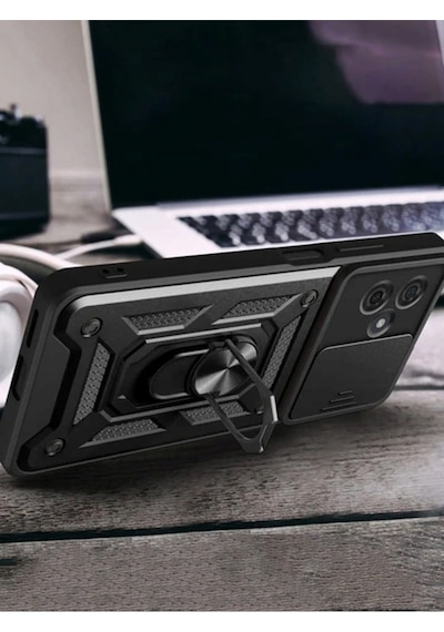 Zengemtx Newface Xiaomi Redmi Note 13 Pro Plus Kılıf Pars Lens Yüzüklü Silikon - Siyah