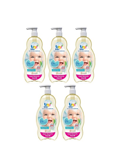 Uni Baby Bebek Saç Ve Vücut Şampuanı 900ml Klasik Pompalı 5li