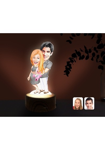 Kişiye Özel Bebek Sürprizi Karikatürlü Dekoratif 3D Biblo Led Işı