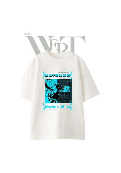 Thewert Hatsune Miku 1 Tasarım Baskılı Ünisex Beyaz Oversize T-shirt