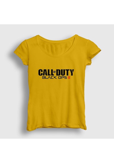 Presmono Kadın Black Ops Call Of Duty T-shirt Sarı