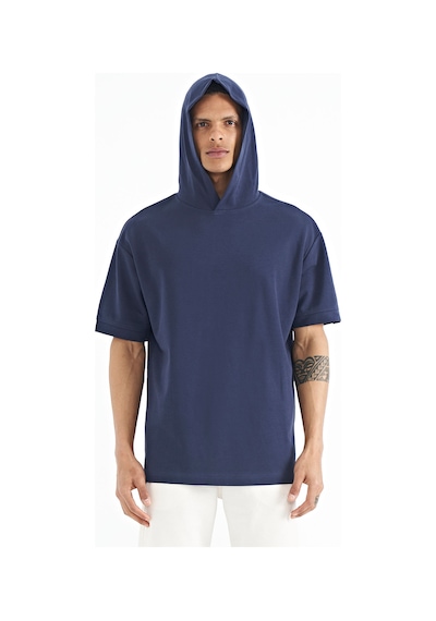 Tommy Life T11er-88179 Erkek Kapüşonlu Kol Etiket Detaylı Oversize T-shirt T11ER-88179-R0674