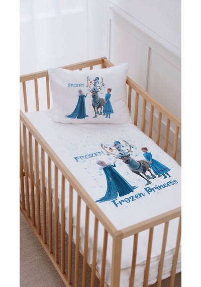 %100 Pamuk Anne Yanı Beşik Nevresim Takımı 60x100 Frozen Princess