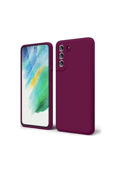 Samsung Galaxy S21 Fe Uyumlu Silikon Kılıf - Pastel Tonu Kamera Korumalı Esnek Kapak - Bordo Bordo