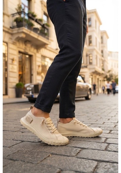 Fort 2065 Bst Rahat Esnek Lastik Bağcıklı Sneaker Erkek Ayakkabı Bej