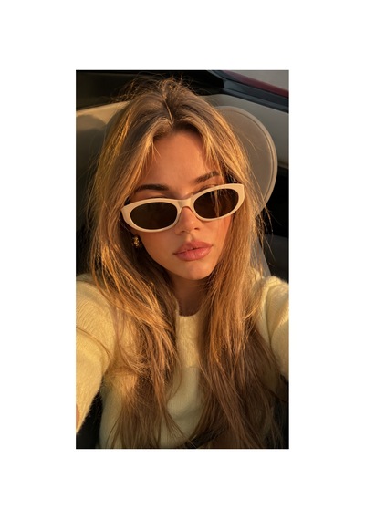Laurent Slim Tasarım Ince Uv400 Unisex Krem Bej Kahverengi Güneş Gözlüğü Kahverengi