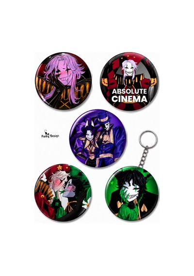 Freak Circus 15'li Rozet Seti 1 Adet Açacaklı Anahtarlık Dark Kawaii Broş Pin Çok Renkli