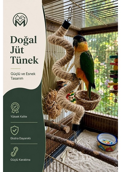 Esnek Kuş Tüneği 90 Cm Şekil Alabilen 2 Cm Kalın Doğal Jüt İp