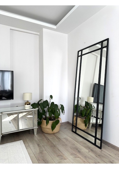 Effe Siyah Metal Çerçeveli 180x80 Cm Dekoratif Ayna 180x80siyah-b-dekor