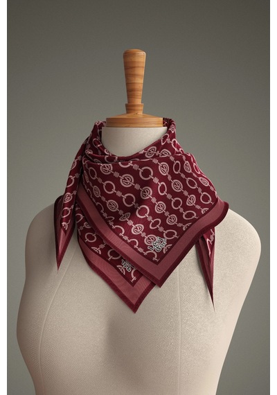 Levidor Kristal Eşarp Zincir Desen Bordo Bordo