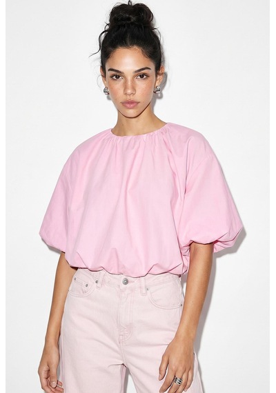 Shade Kadın Bisiklet Yaka Poplin Balon Bluz Db261004 60286231 - Pembe