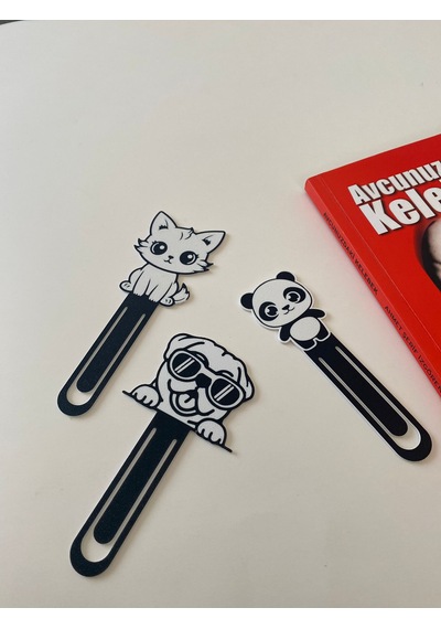 Sevimli Dostlar Figürlü Kitap Ayracı 3 Lü Set Renkli Sert Plastik Hediyelik